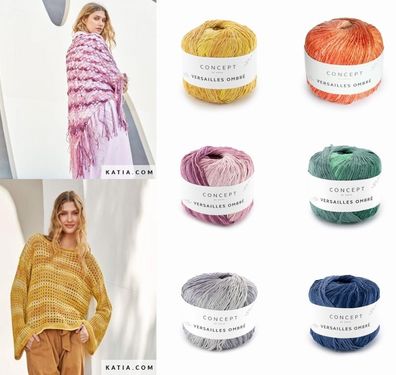 50g Katia Versailles Ombré Glitzer Viskosegarn zum Stricken Häkeln GP 99,00€/1kg