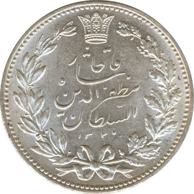 Persien 5000 Dinars 1902 Muzaffar al Bin Silber*