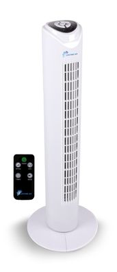 Commodoor Turmventilator 45W - leise, 80cm, Fernbedienung, 3 Stufen, Weiß, Ventilator