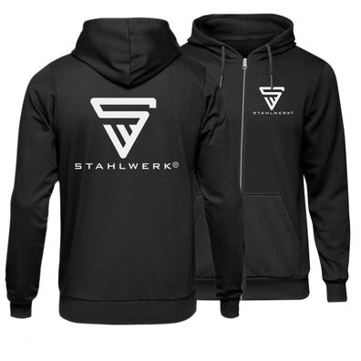 Stahlwerk Hoodie Kapuzenpullover mit Reißverschluss in Schwarz Größe XXXL