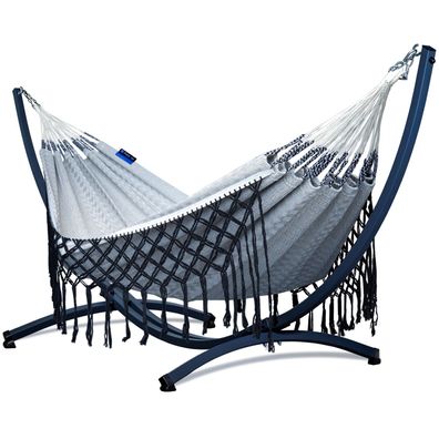 Potenza Outdoor Hängematte mit Gestell für 2 Personen, 100% Baumwolle 230x160, 200kg