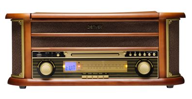 Denver MCR-50 Retro Musiksystem mit Plattenspieler, CD-Player & Kassettendeck