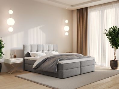 Boxspringbett Salma 120/140/160/180x200 cm mit Bettkasten und Bonell Matratze, Topper