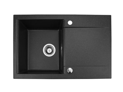Granitspüle LUNA 76 x 44 Set mit automatischem Siphon Schwarz Spüle