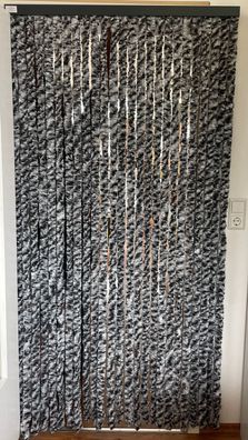 Flauschvorhang Türvorhang Chenille 100 x 200 cm grau weiß schwarz 286620b2 NEU