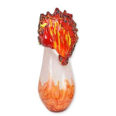 Murano Stil Glasvase Pfau Peacock - Höhe 50 cm Dekovase rot, orange Glasvase