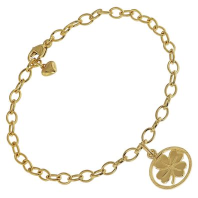 trendor Schmuck Kinder-Armband mit Kleeblatt 925 Silber Goldplattiert 18 cm 51199