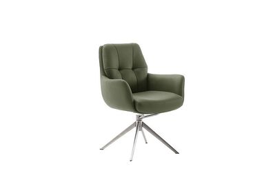 Esszimmerstühle Sessel Assento C 4-Fuß mit Armlehnen Leder olive