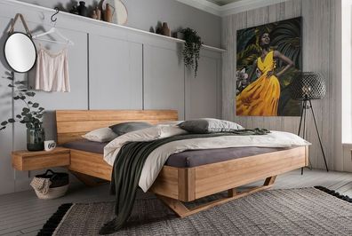 Doppelbett 'Mona' 200x200cm Wildeiche geölt