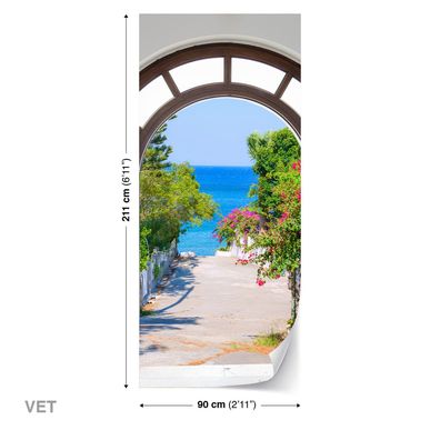 Türtapeten Selbstklebende Wandbild Tür Poster 3D Landschaft Vor dem Tor 1467