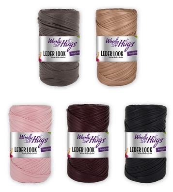 200g Woolly Hug´s Leder Look Bändchengarn Wolle zum Stricken Häkeln GP 74,75€/kg