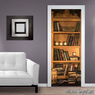 Türtapeten Selbstklebende Wandbild Tür Poster Bibliothek Regale Bibliothek 1469