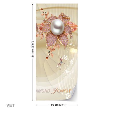 Türtapeten Selbstklebende Wandbild Tür Poster 3D Blumen Schmuck Stil 1471