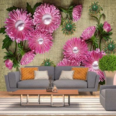 Vlies Fototapete Wandtapete Wandbilder Wandtapeten Retro Schmuck Blumen 1476