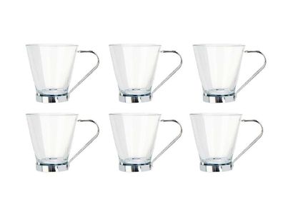 6 Latte Macchiato Gläser 140ml Kaffeegläser Teeglas mit Metal Henkel