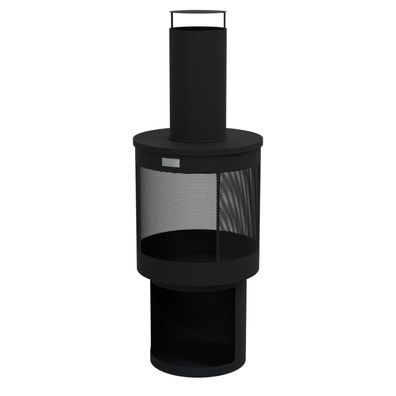 HAGO® Gartenkamin Terrassenofen Gartenofen Stahl Schwarz Schürhaken Feuerstelle