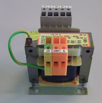 Transformator Block 220 V sec 2x14 V 8 V 60 VA Bestnr.: T10/260