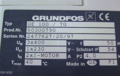 Grundfos Steuerung GE 100/ TG Pumpensteuergerät für 2 Pumpen KOST- EX P13/406