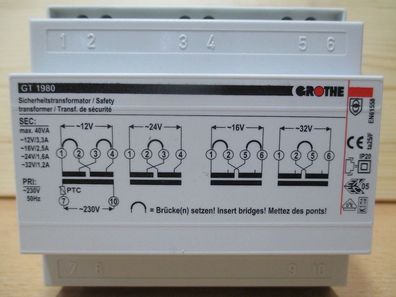 Trafo Grothe GT 1980 14140 pri. 230V sec. 32 24 16 12 V 40VA Klingeltrafo T13/5