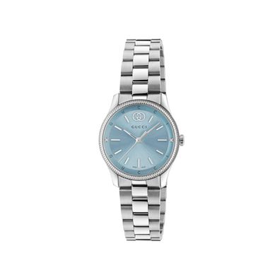 Gucci - Ya1265068 - G -timlos 29 mm Edelstahlhülle, blaues Zifferblatt, Edelstahlarmb