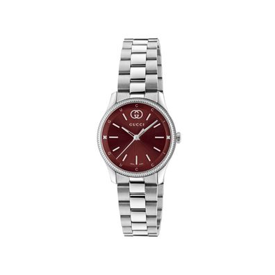 Gucci - YA1265069 - G -Timeless 29 mm Edelstahlhülle, Burgundie -Zifferblatt, Edelsta