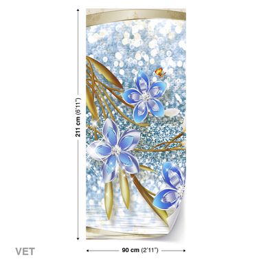 Türtapeten Selbstklebende Wandbild Tür 3D Fantasy Schöner Diamant Floral 1493