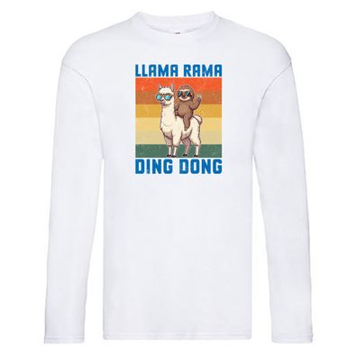 Lama rama ding dong | Faultier | Lama Long Sleeve Weiß