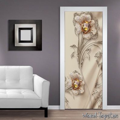 Türtapeten Selbstklebende Wandbild Tür 3D Moderne Blumen Tapete 1497