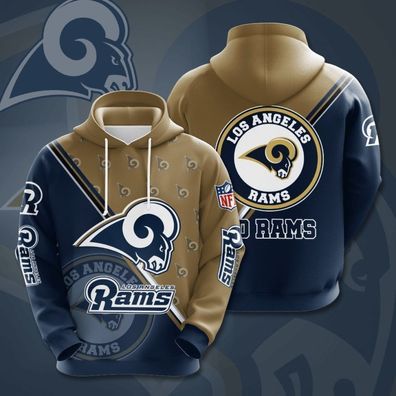Fußball Herren 3D Sweatshirt Los Angeles Rams Hoodie Kapuzenpullover Blau