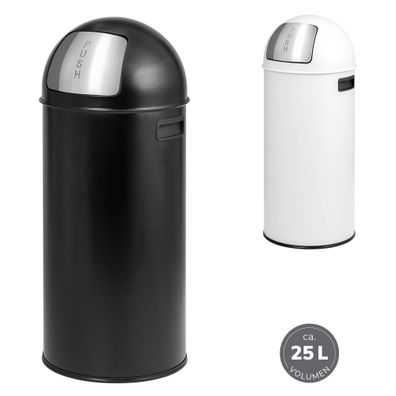 eluno Pushmülleimer 25 Liter aus Stahlblech, abnehmbarer Deckel