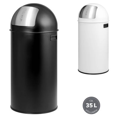 eluno Pushmülleimer 35 Liter aus Stahlblech, abnehmbarer Deckel