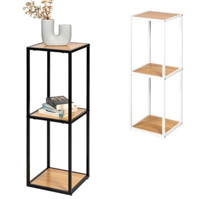 eluno Standregal mit 3 Holz Ablageflächen, höhenverstellbare Füße