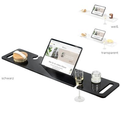 eluno Badewannenablage mit Getränkeaussparung und Tabletmulde aus Acryl