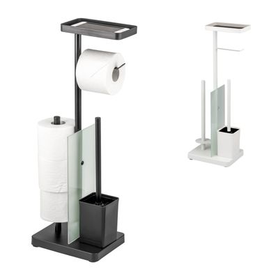 eluno Stand WC-Garnitur 4in1, WC-Bürste, Rollenhalter schwarz oder weiß