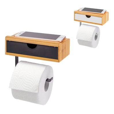eluno Toilettenpapierhalter, Feuchttücherbox und Ablage aus Bambus/Metall