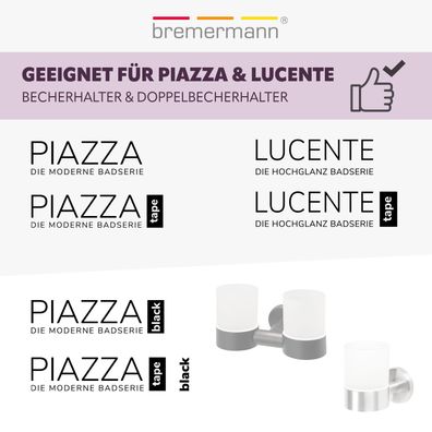 bremermann Bad-Serie PIAZZA & Lucente - Ersatz Glasbecher, aus satiniertem Glas