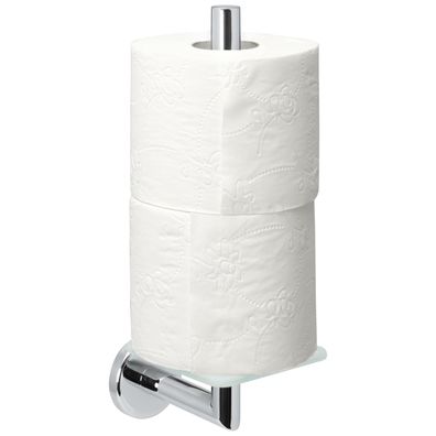 Bad-Serie Lucente - Toilettenpapierhalter mit Glasboden, aus Glas und Edelstahl