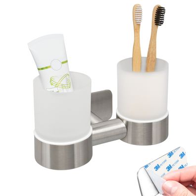 bremermann Bad-Serie PIAZZA TAPE - Doppel-Glasbecherhalter mit Klebepad