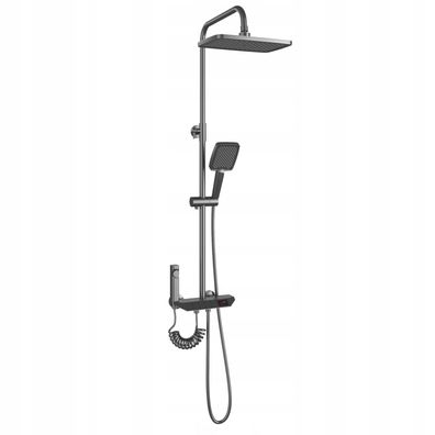 Thermostatische Duschsystem FORTE in Gun Grey Regendusche und Handbrause