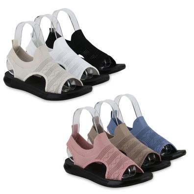 VAN HILL Damen Komfort Sandalen Bequeme Strick Freizeit Schuhe 841082