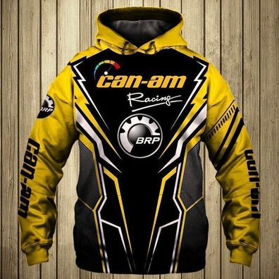 Herren 3D Sweatshirt Hoodie can-am Motorrad Offroad Kapuzenpullover Gelb