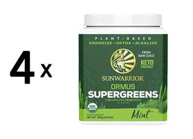4 x Sunwarrior Ormus Super Greens Organic (450g) Mint