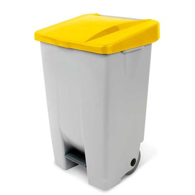 Tret-Abfallbehälter mit Rollen, 80 l, grau/gelb, HxBxT 740x490x420 mm