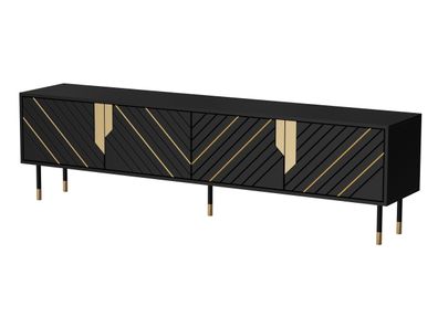 Fernsehschrank Mountain 200 Tv - Lowboard schwarz/gold 204 x 55 x 40 cm