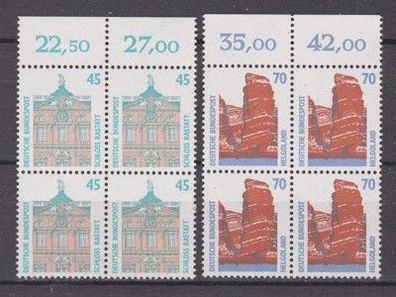 BRD 1990 postfrisch Sehenswürdigkeiten 4er Block MiNr. 1468-1469 Oberrand