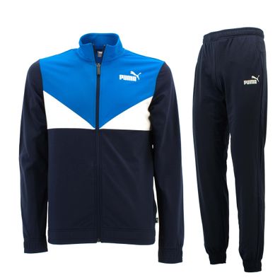 Puma Colorblock Kinder Trainingsanzug Poly Suit Jogginganzug Blau Jacke Hose