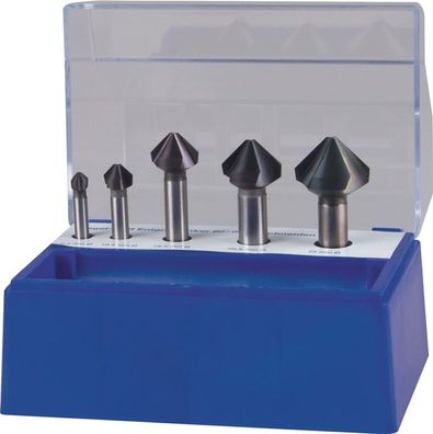 Kegelsenkersatz DIN 335C 90Grad 6,3-25mm HSS TiAlN 5-tlg. Ku.-Box Tecwerk