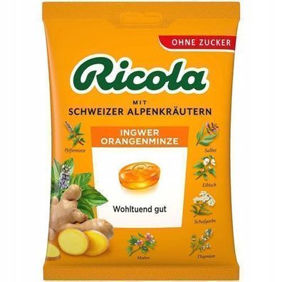 Ricola Ingwer & Orange Minze zuckerfreie Bonbons 75 g