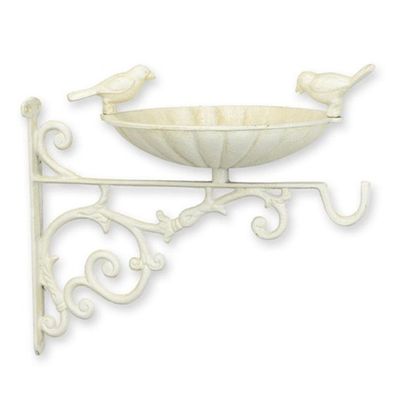 Vogeltränke zum Aufhängen Willkommensschild weiß Gusseisen H 31,5cm Romantischer Stil