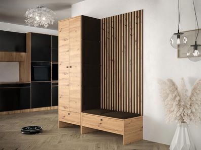 Garderoben-Set Balma III Garderobe Flurgarderobe mit Wandpanel 42x42 Schrank Flur M24